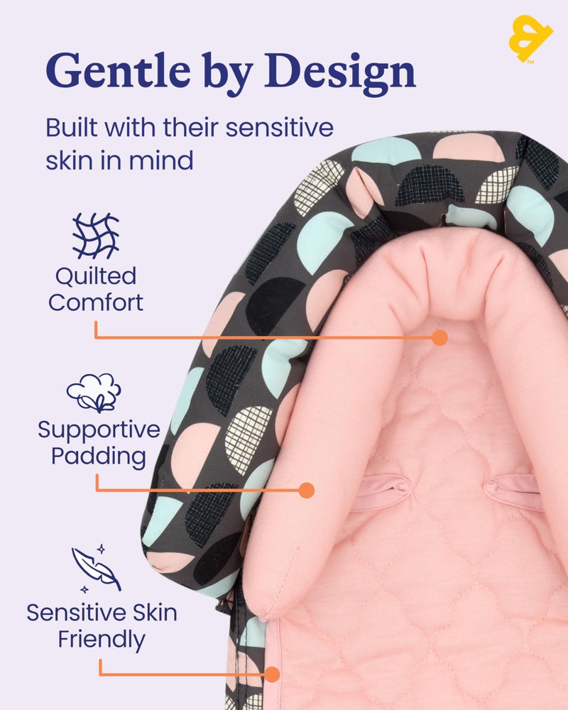 Travel Bug Baby & Toddler 2-in-1 Head Support Duo Head Support for Car Seats, Strollers & Bouncers (Grey/Teal/Pink), 8x2.75x10 Inch (Pack of 1) - Image 5